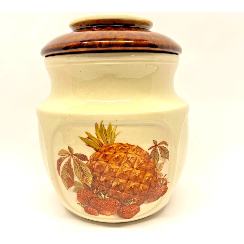 Vintage McCoy Pottery Fruit Festival Cookie Jar 1123 Pineapple-Strawberry-READ
